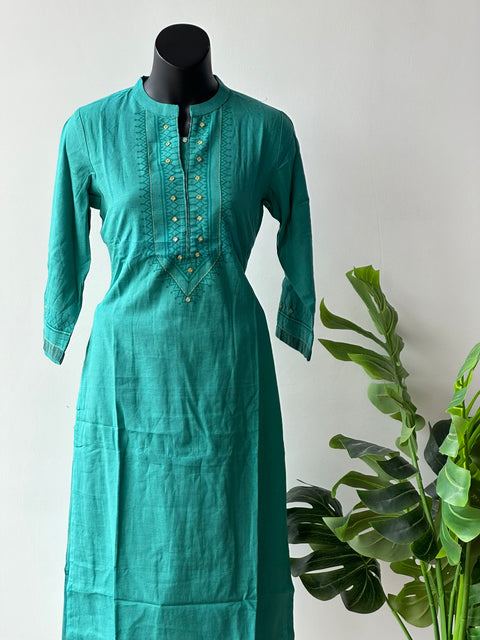 Mandarin collar printed cotton kurta pant