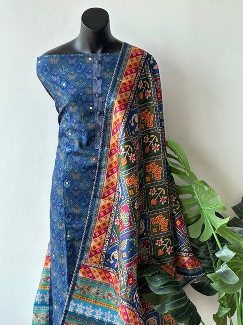 Patola printed silk cotton salwar suit set