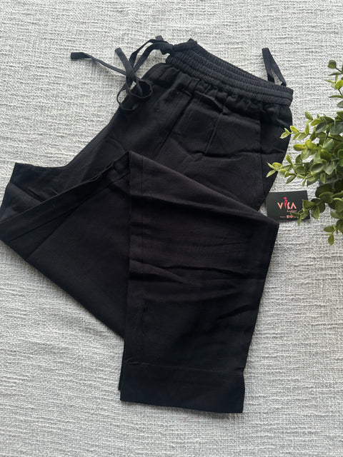 Black straight fit cotton pant