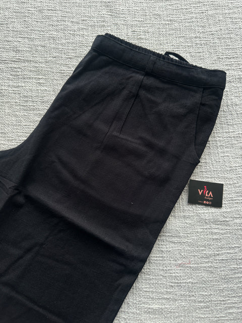 Black straight fit cotton pant