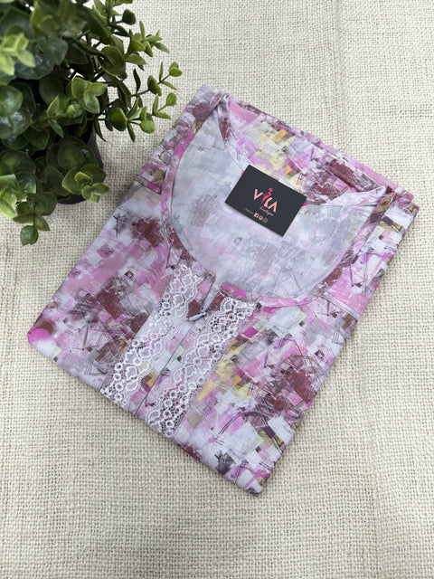 M size printed premium Rayon nighty