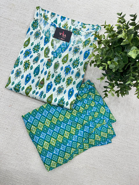 Printed Rayon Ready Kurta Pant Set