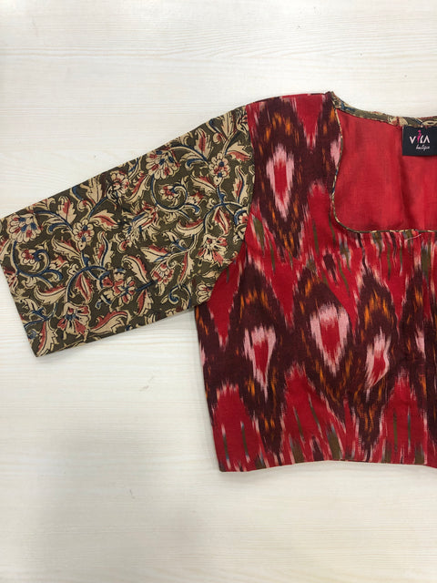 Red ikat/ Kalamakri cotton blouse