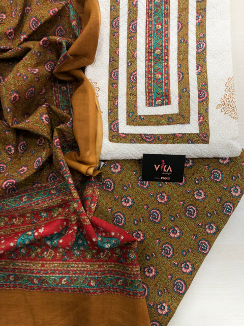 Chikan work cotton salwar material