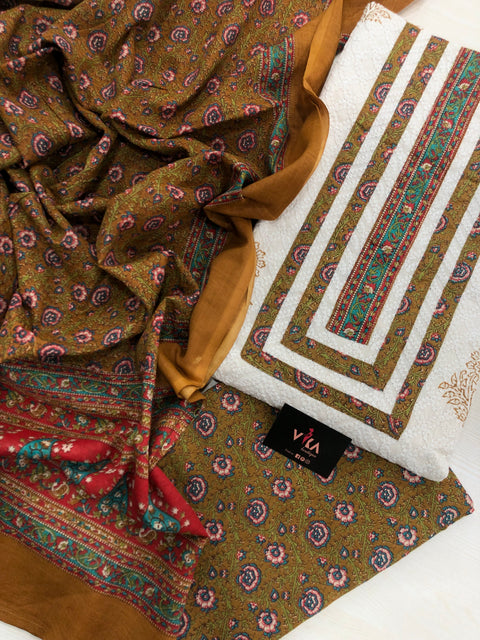 Chikan work cotton salwar material
