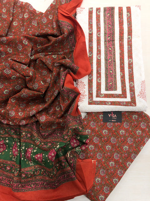 Chikan work cotton salwar material