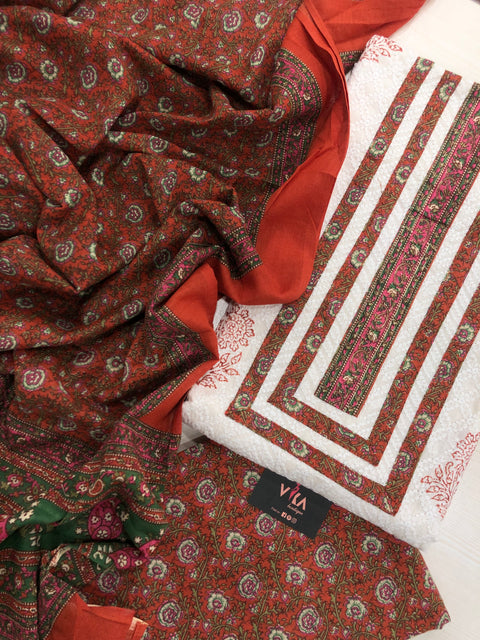 Chikan work cotton salwar material