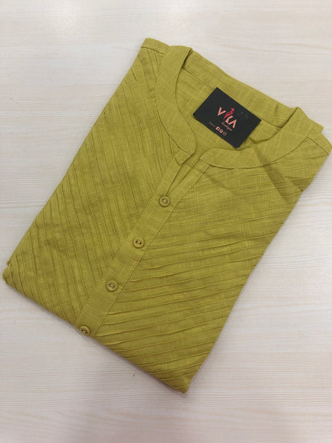 Pintuck Yoke kurti - Lime Green