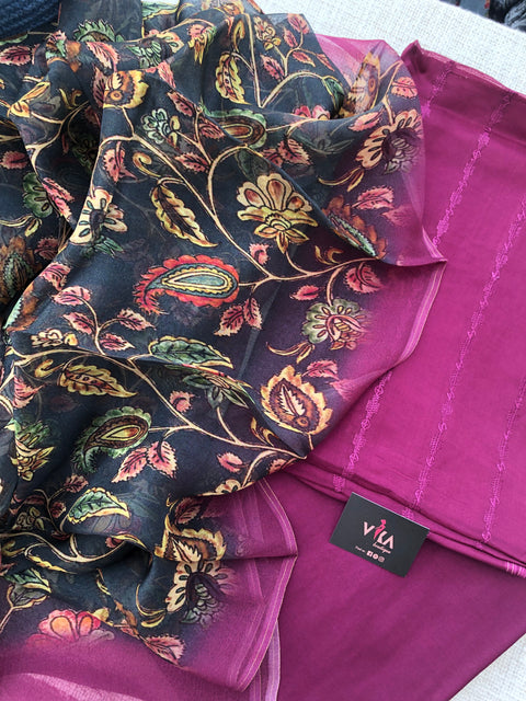 Self embroidery organza salwar material