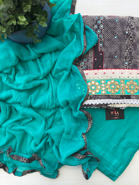 Mirror work cotton salwar material
