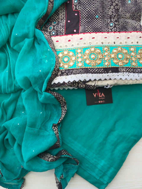 Mirror work cotton salwar material