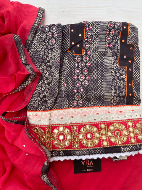 Mirror work cotton salwar material