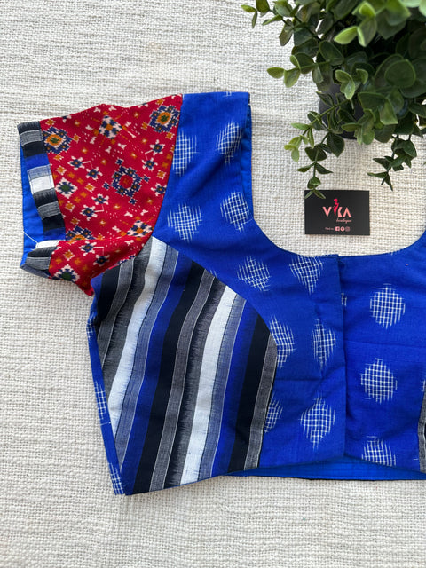 Ikat patch work cotton blouse