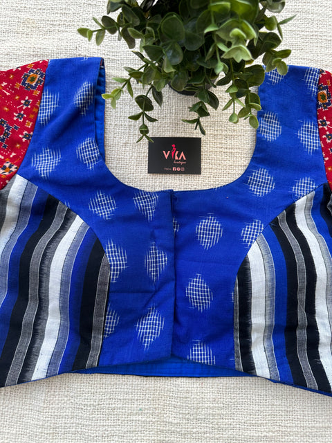 Ikat patch work cotton blouse