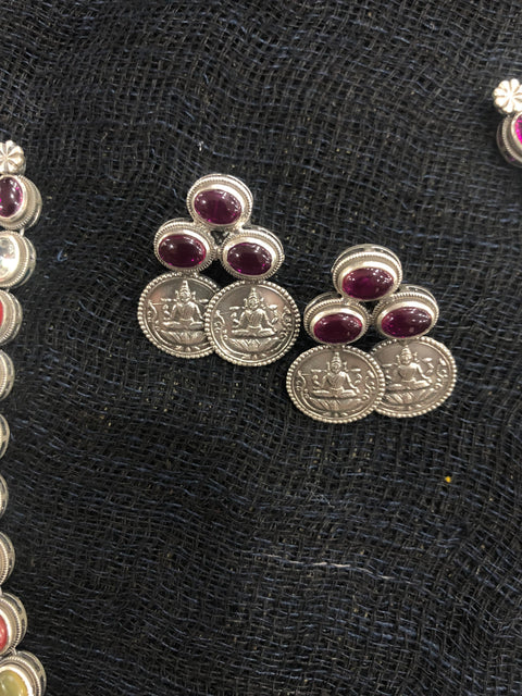 925 silver navratna coin neckalce
