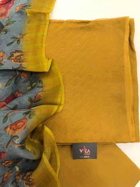 Self embroidery organza salwar material