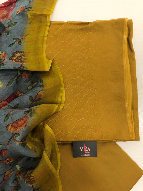 Self embroidery organza salwar material