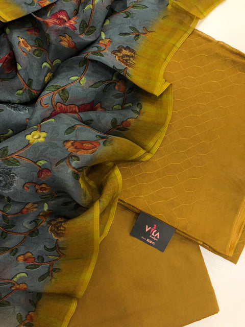 Self embroidery organza salwar material