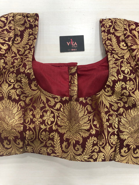 Maroon brocade Banaras silk blouse