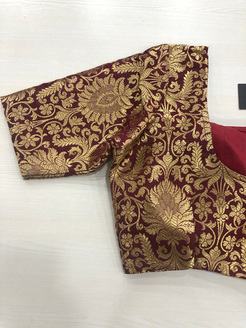 Maroon brocade Banaras silk blouse