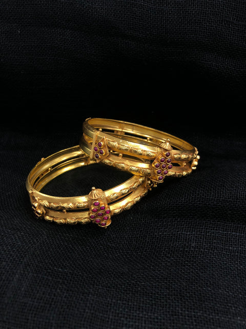 925 Silver Red stone bangles
