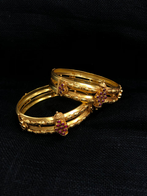 925 Silver Red stone bangles