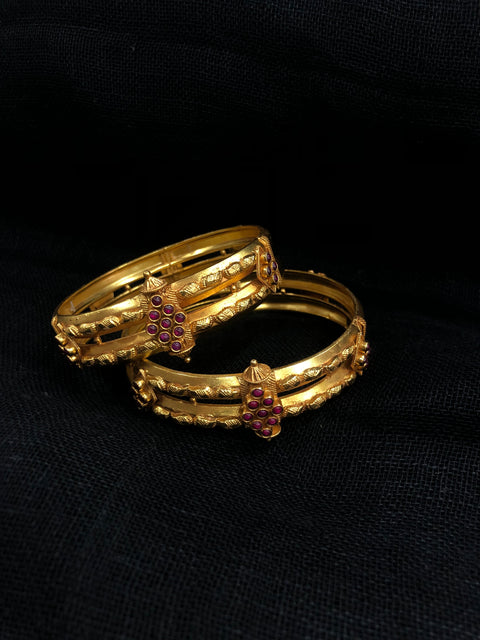 925 Silver Red stone bangles