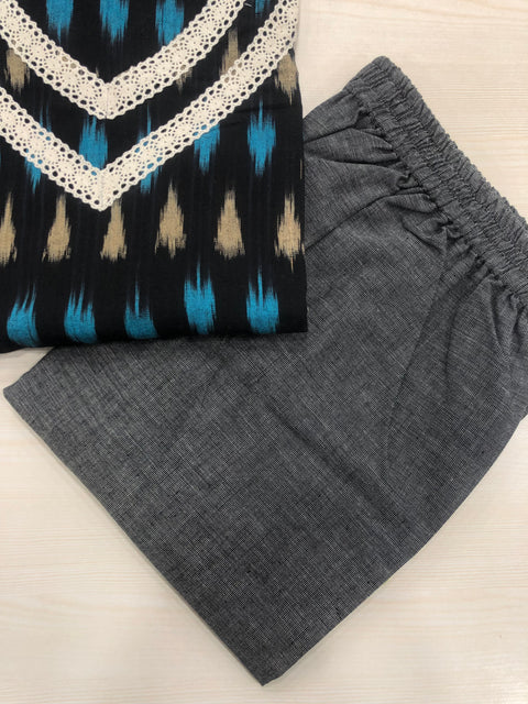 Ikat cotton ready kurta pant - size 38