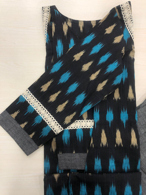 Ikat cotton ready kurta pant - size 38