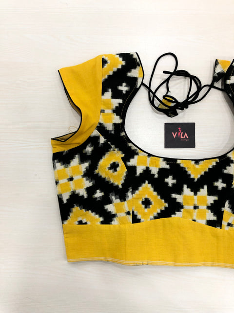 Yellow Telia Rumal Ikat cotton blouse