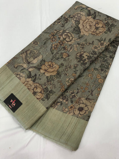 kalamkari printed Tussar silk saree