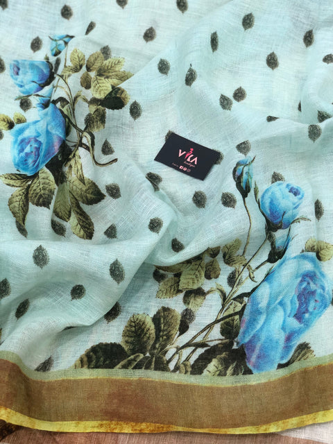 Floral Printed Linen saree