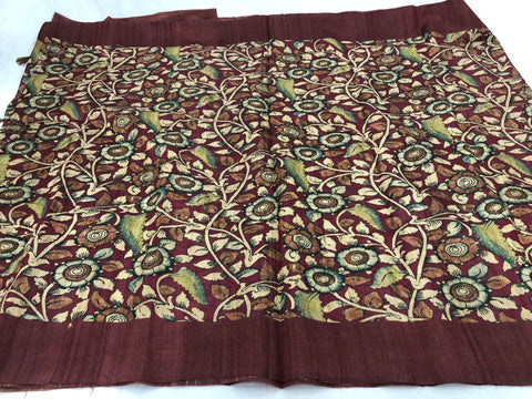 kalamkari printed Tussar silk saree