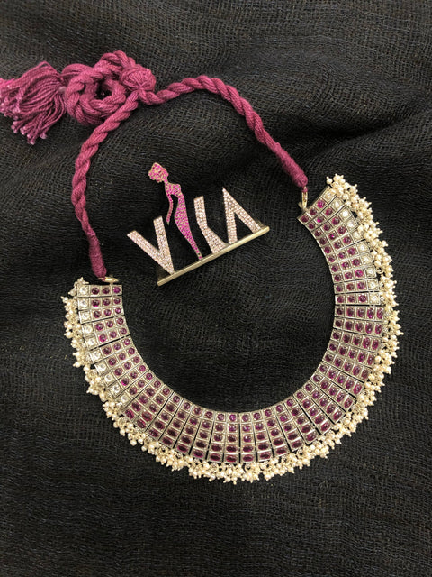 925 silver pink/ pearl necklace