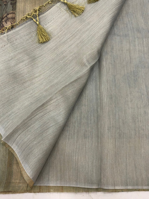 kalamkari printed Tussar silk saree