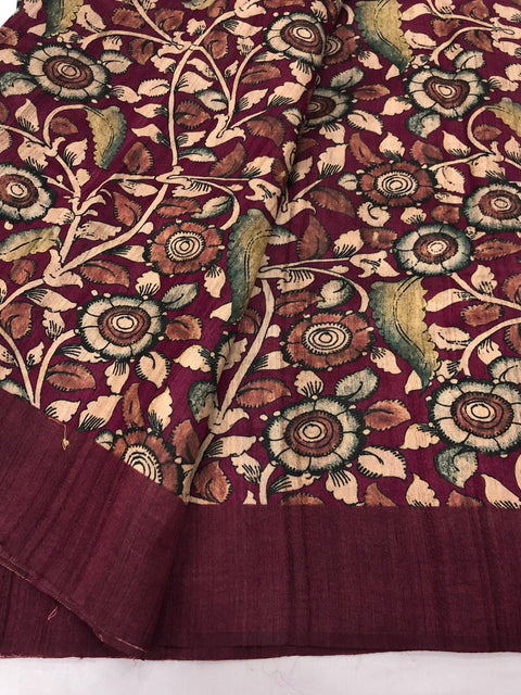 kalamkari printed Tussar silk saree