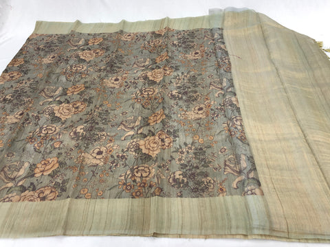 kalamkari printed Tussar silk saree