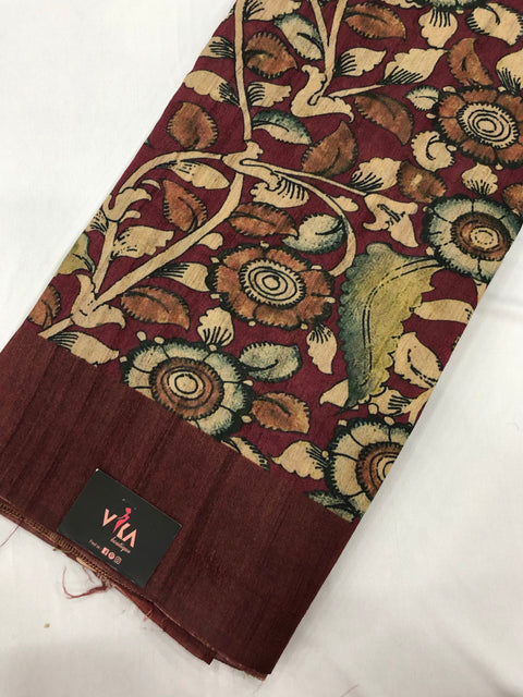 kalamkari printed Tussar silk saree