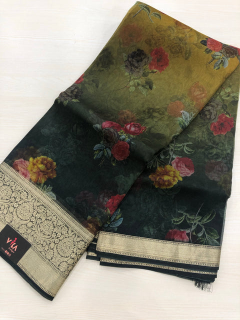 Floral printed pure Organza saree