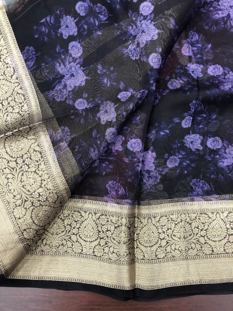 Floral printed pure Organza saree