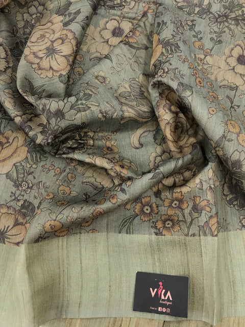 kalamkari printed Tussar silk saree