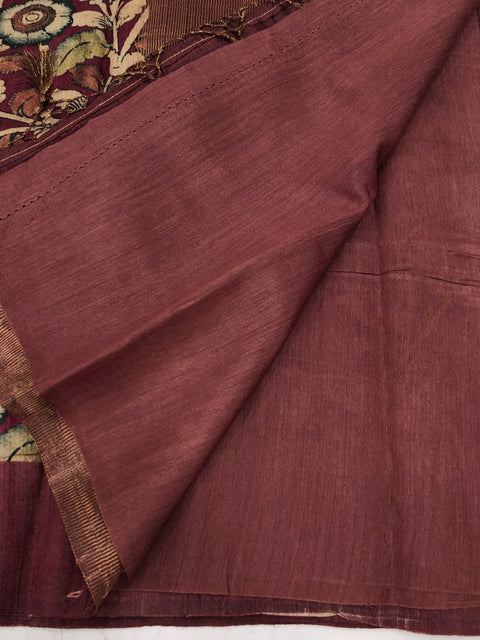 kalamkari printed Tussar silk saree