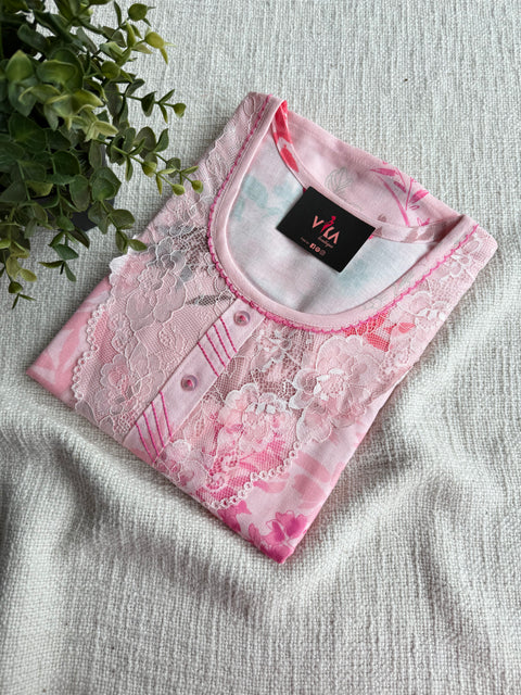 L size Digital printed Linen nighty