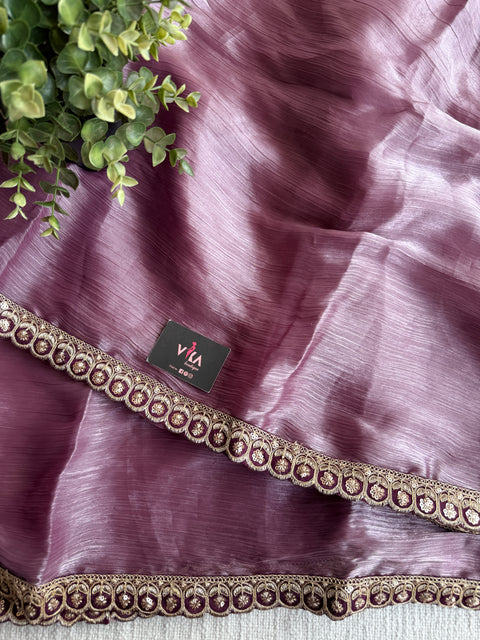 Mauve marble chiffon saree with blouse