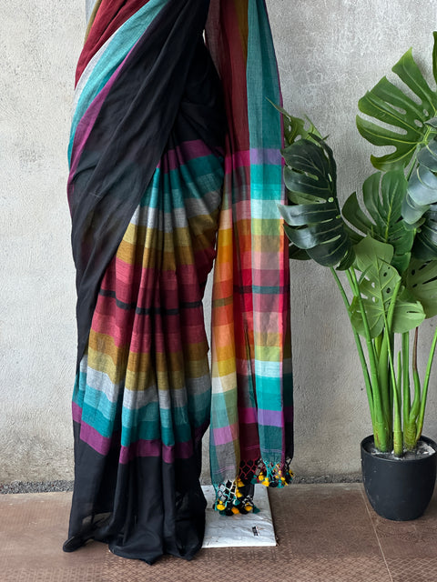 Multicolour mul cotton saree