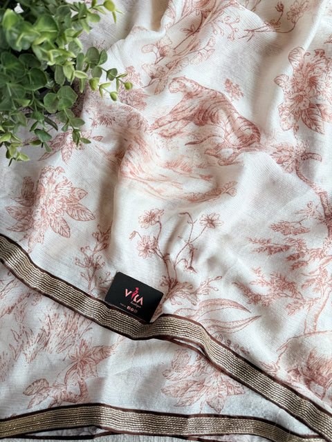 Printed chiffon saree with blouse