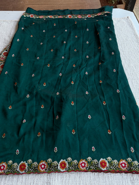 Cut work emb vichitra saree