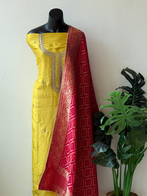 Partywear neck emb salwar material