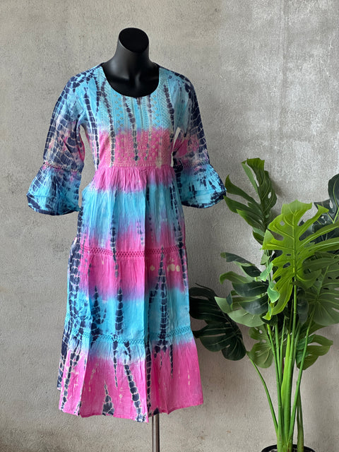 Blue Shibori pure cotton Gown