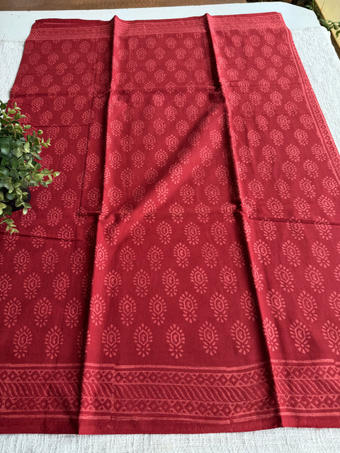 Printed mul cotton saree
